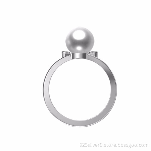 Queen shaped Customized colour 925 sterling silver ring with fresh water pearl